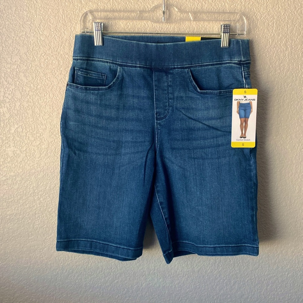 DKNY Jean Shorts Women Pull On Short Comfort Stretch, Size S, Color Blue